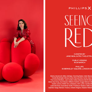 “Peaches” in SEEING RED show at Phillips London Galleries