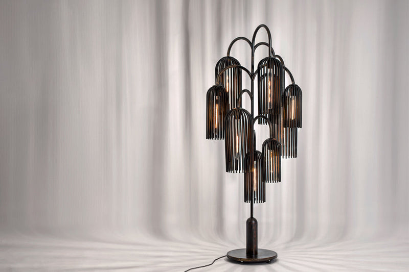 Willow Wall Light by Lara Bohinc at PAD London 2018 — patinated metal architectural wall light for Gallery FUMI, Bohinc Studio