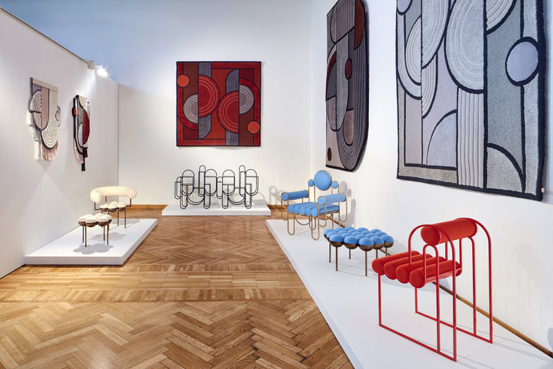 Planetaria collection launch at Milan Design Week 2019 — dark brass lighting, orbital chairs and textile collaboration with Kasthall, Lara Bohinc MBE, Bohinc Studio