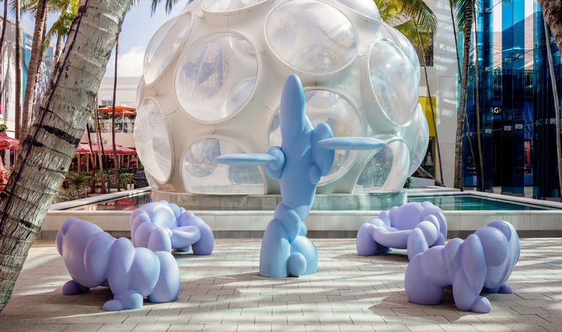 Utopia installations by Lara Bohinc at Miami Design District — cork sculptures painted in pastel hues, Bohinc Studio public commission 2023