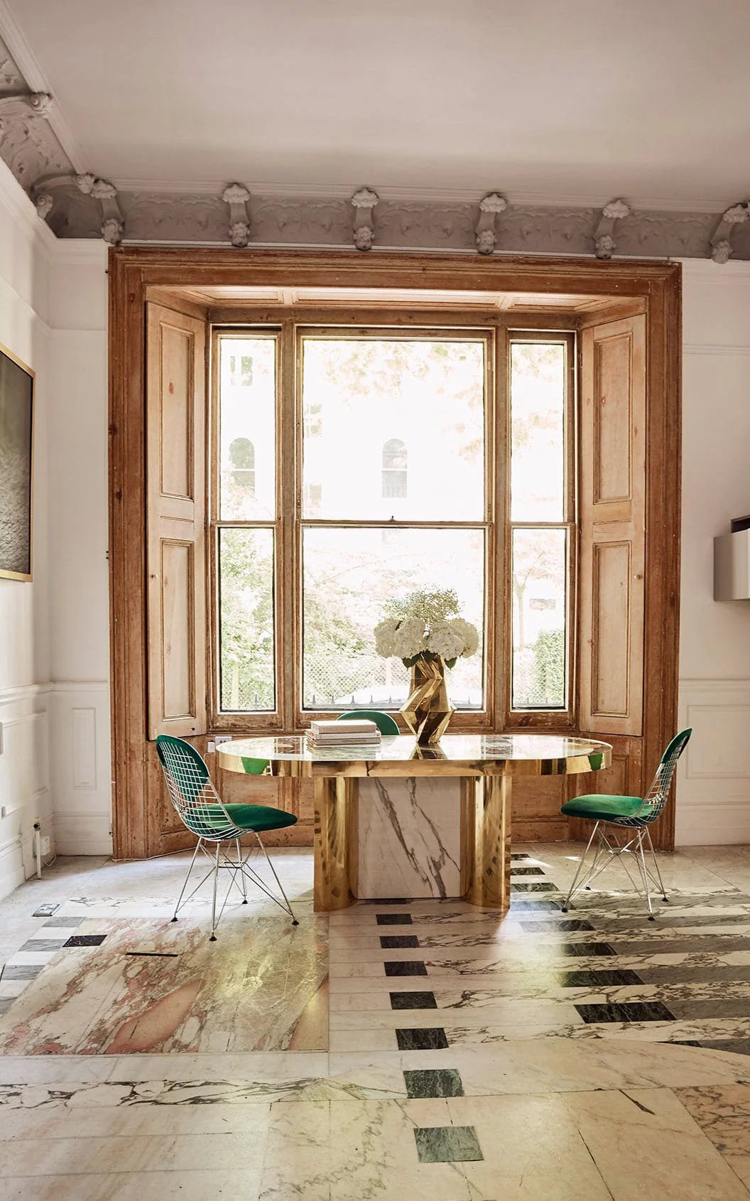 Half moon dining online table and chairs